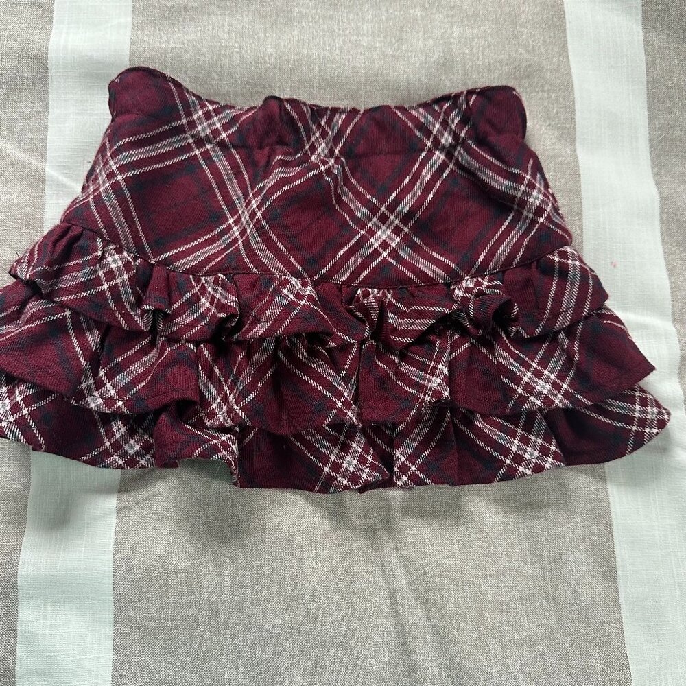 Like New L.O.G.G. by H&M Red Plaid Ruffle Skirt Sz 4-6 mos